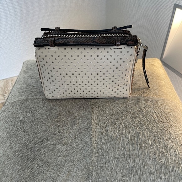 TOD'S Leather and Phyton Gommino Studded Logo Box Crossbody Bag - Picture 4 of 14